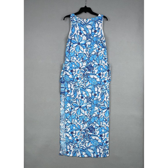 Lilly Pulitzer Dress Womens 6 Blue White Floral Donna Maxi Romper Sleeveless - Picture 10 of 16